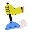 Hand holding toilet plunger, cleaning service Royalty Free Stock Photo