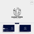 cleaning service city, town logo template vector illustration icon element