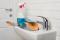 Cleaning service. Clean washbasin in the bathroom, Royalty Free Stock Photo