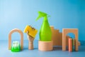 Cleaning service concept with supplies. Creative modern still life composition Royalty Free Stock Photo