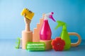 Cleaning service concept with supplies. Creative modern still life composition Royalty Free Stock Photo