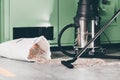 Cleaning service. dust removal with vacuum cleaner Royalty Free Stock Photo