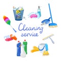 Cleaning service elements isolated