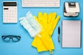 Cleaning service. Financial issues of a cleaning company: credit, investments, debts, earnings, etc Royalty Free Stock Photo