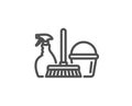 Cleaning service icon. Spray, bucket and mop. Royalty Free Stock Photo