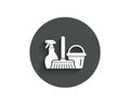 Cleaning service icon. Spray, bucket and mop. Royalty Free Stock Photo