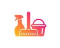 Cleaning service icon. Spray, bucket and mop. Vector Royalty Free Stock Photo