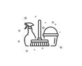 Cleaning service icon. Spray, bucket and mop. Vector Royalty Free Stock Photo