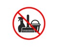 Cleaning service icon. Spray, bucket and mop. Vector Royalty Free Stock Photo