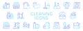 Cleaning service icons. House cleanup. Wet wipes for dust cleaner. Household symbols. Mop and broom. Laundry washer