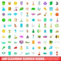 100 cleaning service icons set, cartoon style Royalty Free Stock Photo