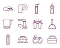 Cleaning service items line style icon set vector design Royalty Free Stock Photo