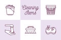 Cleaning service items line style icon set vector design Royalty Free Stock Photo