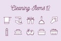 10 Cleaning service items line style icon set vector design Royalty Free Stock Photo