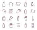 Cleaning service items line style icon set vector design Royalty Free Stock Photo