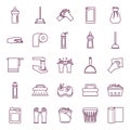 Cleaning service items line style icon set vector design Royalty Free Stock Photo