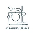 Cleaning service line icon, vector. Cleaning service outline sign, concept symbol, flat illustration Royalty Free Stock Photo