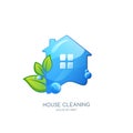 Cleaning service logo, emblem or icon design template. Clean house isolated illustration.