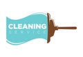 Cleaning service logo label with mop and water trace Royalty Free Stock Photo