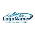 Cleaning service logo with mountains