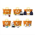 Cleaning service orange binder clip cute cartoon character using mop