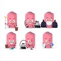 Cleaning service pink chalk cute cartoon character using mop