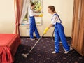 Cleaning service with professional equipment during work