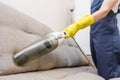 Cleaning service with professional equipment during work. professiona carpet dry cleaning, sofa dry cleaning, window and floor Royalty Free Stock Photo