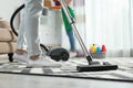 Cleaning service professional vacuuming carpet indoors Royalty Free Stock Photo