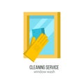 Cleaning service. Vector illustration, emblem.