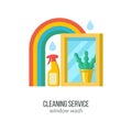 Cleaning service. Vector illustration, emblem.