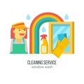 Cleaning service. Vector illustration, emblem.