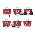 Cleaning service red binder clip cute cartoon character using mop