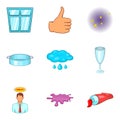 Cleaning service solution icon set, cartoon style Royalty Free Stock Photo