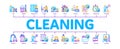 Cleaning Service Tool Minimal Infographic Banner Vector