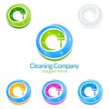 Cleaning Service vector Logo design, Eco Friendly Concept for Interior, Home and Building Royalty Free Stock Photo