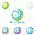 Home Cleaning Service vector Logo design, Eco Friendly Concept for Interior, Home and Building Royalty Free Stock Photo