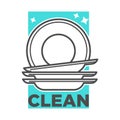 Cleaning service, washing dishes or dishwashing, isolated icon