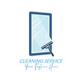 Cleaning service. Window and cleaning tool. A template for a logo and the development of creative thought. The idea of a cleaning