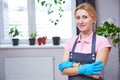 Cleaning service. Woman cleaner portrait Royalty Free Stock Photo