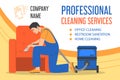 Cleaning service worker washing arm chair vector isolated