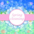 Cleaning services. Blurred spring background. The concept of purity and freshness. Vector