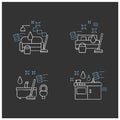 Cleaning services chalk icons set