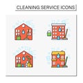 Cleaning services color icons set