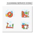 Cleaning services color icons set