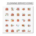 Cleaning services color icons set