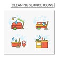 Cleaning services color icons set
