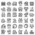 Cleaning services icons set, outline style