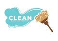 Cleaning services logotype with water and brush illustrations