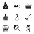 Cleaning set icons in black style. Big collection of cleaning symbol